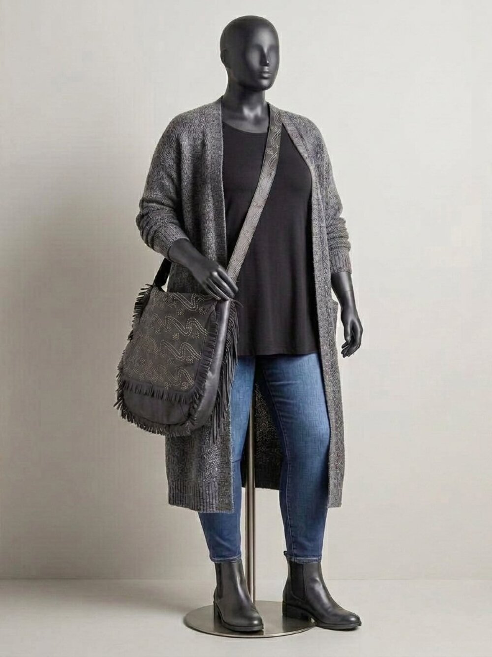 Fina Firenze Black Leather Fringe Shoulder Bag – Rare Vintage